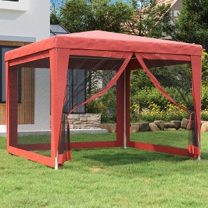 vidaXL Party Tent with 4 Mesh Sidewalls Red 9.8'x9.8' HDPE - 1 of 4