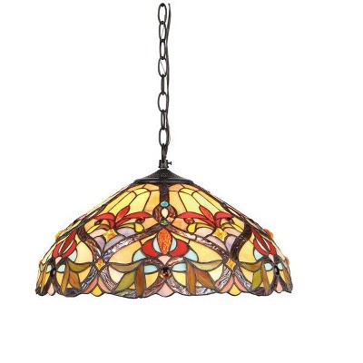 Chloe Lighting Byron Tiffany-Style 2 Light Victorian Ceiling Pendant Fixture 18`` Shade