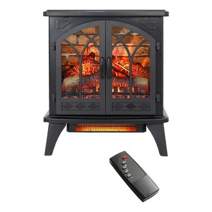 SEVOBAL Indoor Fireplaces 24 inch 3D Flame Electric Infrared Quartz Fireplace Stove with remote control, Black, 23.7"*12"*27.5" - 1 of 4
