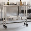 vidaXL Kitchen Work Table with Wheels 43.3 in.x11.8 in.x33.5 in. Stainless Steel - 3 of 4
