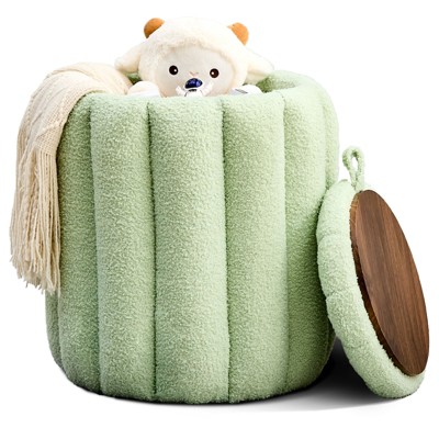 KTMBDW Ottoman with Storage Round Vanity Stool Ottomans Foot Rest for Makeup Room Upholstered Padded Seat Foot Stool for Living Room, Bedroom