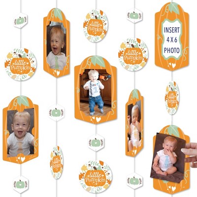 Big Dot of Happiness Little Pumpkin - Fall Birthday Party or Baby Shower Vertical Photo Garland 35 Pieces
