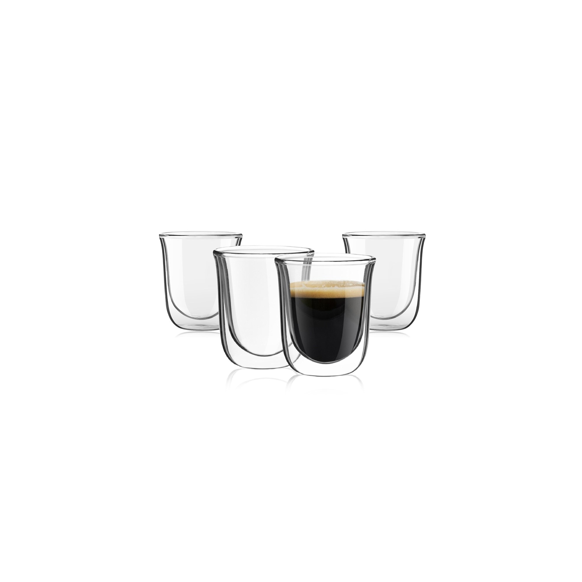 JoyJolt Javaah Double Wall Espresso Glasses - Set of 4 Double Walled Cups - 2-Ounces