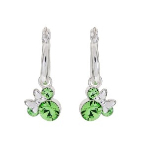 Disney Minnie Mouse Silver Plated Hoop Latch Back Birthstone Earrings - 1 of 4