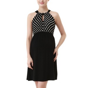 Pokkori Maternity Keyhole Halter Neck Dress - 1 of 4