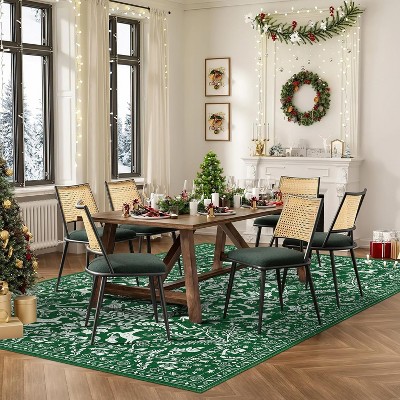 GustoWave Christmas Non Shedding Xmas Decorative Throw Rug for Living Room, Bedroom, Green