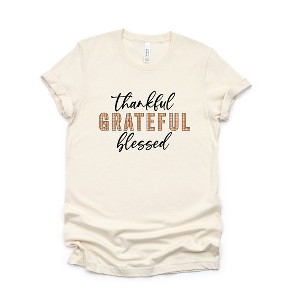 Simply Sage Market Women's Thankful Grateful Blessed Plaid Short Sleeve Graphic Tee - 1 of 4