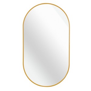 FONTOI Gold Metal Oval Wall Mirror, Stylish Modern Decorative Accent Mirror with Elegant Design for Living Room Bedroom Office, Gold, 33"*20"*1.1" - 1 of 4