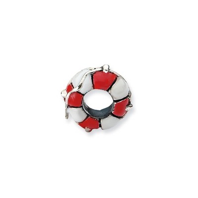 Black Bow Jewelry Sterling Silver Enameled Life Preserver Bead Charm