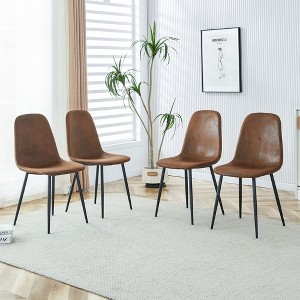 Kumasinova Mid Century Dining Chairs Set of 4/6,Kitchen Chairs with Linen Cushion,Side Chair with Black Metal Legs,Dining Room Chairs for Dining Table - 1 of 4
