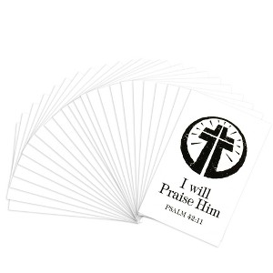 Dicksons I Will Praise Him Black and White Cross 3 x 2 Paper Itty Bitty Bookmark Pack of 24 - 1 of 2