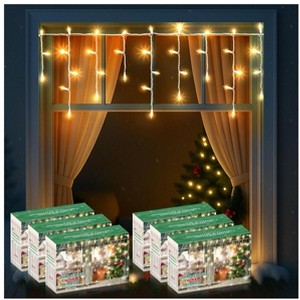 Itopfox 3 Pack 3FT Indoor Window Icicle Lights 50 Bulbs 12 Twinkle Warm White UL Certified for Standard US Windows Christmas Decor - 1 of 4