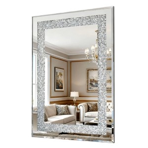 Lyngins Silver Bathroom Mirrors,Wood Frame Wall Mirrors,HD Decorative Mirrors,Wave Vanity Mirrors for Bathroom,Bedroom - 1 of 4
