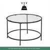 KTMBDW 26" Round Glass Coffee Table, Circle Coffee Table Center Table with Glass Top, Small Coffee Table for Living Room, Office & Apartment, Black - 4 of 4