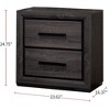 Lycvki Gray Wood Nightstand with 2-Drawers and Black Trim - 3 of 4