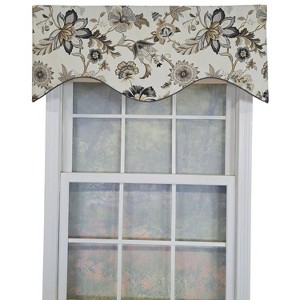 RLF Home 100% Cotton Zanzibar Cornice With Poly/Cotton Ivory lining Rod Pocket Valance 50" x 17" Gray - 1 of 4