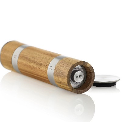 Acacia Wood and Stainless Steel Dual Salt and Pepper Mill