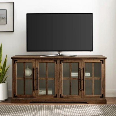 GDFstudio Grant Modern 58" Wood Glass-Door Rectangle TV Stand