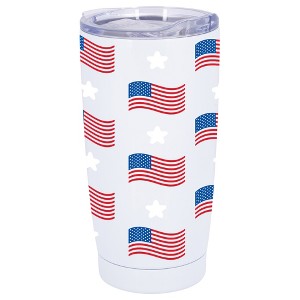 100 North 20 Ounce Stainless Steel On the Go Travel Tumbler With Push Top Lid, Stars and Stripes White - 1 of 4