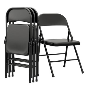 Folding Chairs Set of 4 - Metal Chairs, Hold Up to 350 Pounds, Foldable for Outside & Indoor Use - 1 of 4