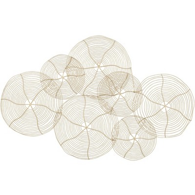 Glossy Gold Metal Overlapping Circles Wall Art, 39"