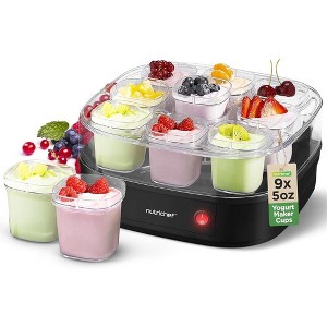 NutriChef 9 Cup Automatic Greek Yogurt Maker with Reusable Cups & Lids - NCKN128G9 - 1 of 4