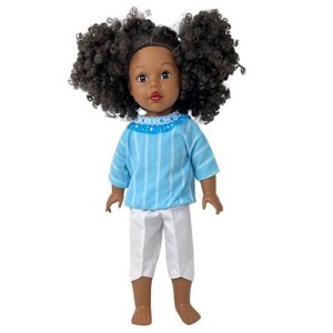 Doll Clothes Superstore Blue Top White Pants Fits 18 Inch Girl Dolls Like American Girl Our Generation My Life Dolls - 1 of 4