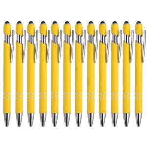 Unique Bargains Metal Black Ink Medium Point 2 in 1 Ballpoint Pen with Screen Touching Tip Style 1 12 Pcs - 1 of 4