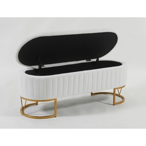 Kumasinova 45.6" Oval Velvet Storage Ottoman Bench,Versatile Foot Rest with Metal Legs,End of Bed Storage Bench for Bedroom,Entryway&Living Room - 1 of 4