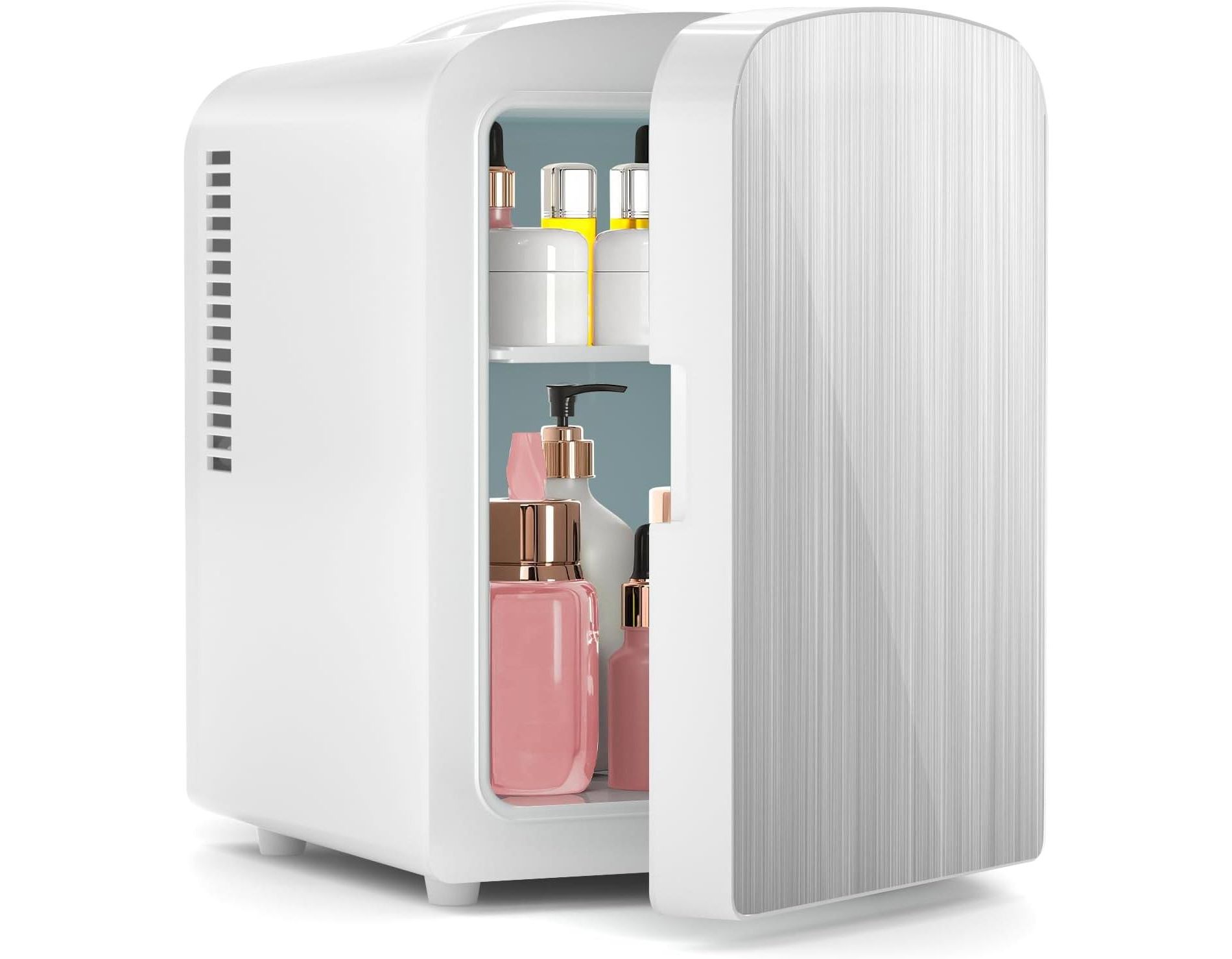 ZAFRO Mini Fridge, 4L Portable Small Refrigerator for Skincare, Food & Drinks, Cooling&Heating, Compact Refrigerator for Bedroom, Dorm, Car,White