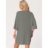 cheibear Women's Knit Loose Fit T-Shirt with Biker Shorts Lounge Sleepwear Pajama Sets - 4 of 4