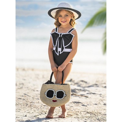 Mia Belle Girls Sun-Kissed Elegance Statement Bow Black One Piece Swimsuit Mia Belle Girls, Black, 7-8 — фото 4