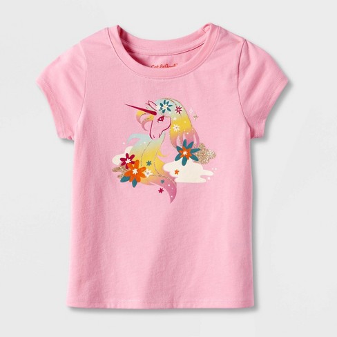 Cat & Jack Toddler Girls T-Shirt Long Sleeve Unicorn Design Navy CHOOSE SIZE 