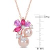 EVERLY JEWELRY | 18k Rose Gold Plated Silver Pink Cultured Freshwater Pearl 2 1/3ct TGW Rose de France and Topaz Pendant with Chain, 18" - 4 of 4