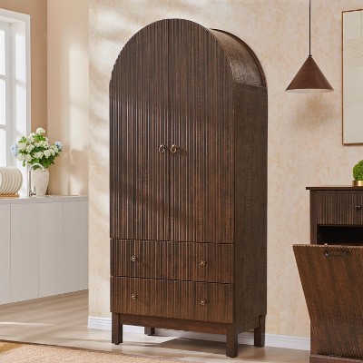 SinCiDo Arched Cabinet, 71 "High Pantry Cabinet, with Adjustable Shelves and 2 Large Drawers, Cabinet, for Living Room, Bathroom, Kitchen