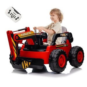 Ride On Excavator for Kids, 4WD Electric Excavator Toy, 12V Battery Powered Construction Truck Digger with Remote Control - 1 of 4