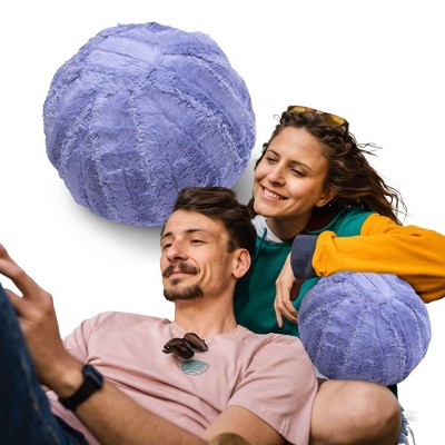 Very Peri Faux Fur 10" Round Throw Pillow