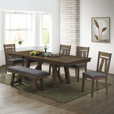 Gray Upholstered Linen Side Chair with Natural Wood Frame
