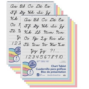 Pacon® Colored Paper Chart Tablet, Cursive Cover, 5 Assorted Colors, 1" Ruled, 24" x 32", 25 Sheets, Pack of 2 - 1 of 2