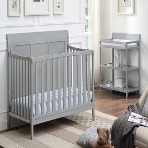 Belatt 4-in-1 Convertible Crib and Toddler Bed, Solid Wood, Adjustable Mattress Height, Gray - 1 of 4