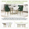 5-Piece Modern Round Dining Set with Drop-Leaf Table and 4 Upholstered Chairs, Space-Saving Expandable Design, Faux Marble Top-Cuddlewood - 2 of 4