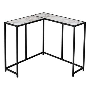 Monarch Specialties Accent Table Console Entryway Narrow Corner Living Room Bedroom White Marble Look Laminate Black Metal Contemporary Modern - 1 of 4