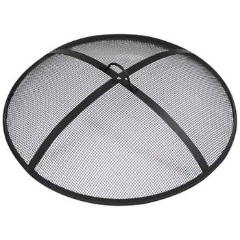 Sunnydaze Outdoor Heavy-Duty Steel Mesh Round Camp Fire Pit Spark Screen Lid with Handle - Black