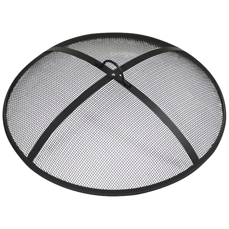 Sunnydaze Outdoor Heavy-Duty Steel Mesh Round Camp Fire Pit Spark Screen Lid with Handle - Black, 1 of 8