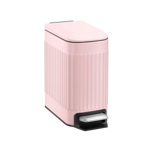LunaLulinlk Pink Stainless Steel 1.6 Gallon Bathroom Trash Can with Lid, Small Trash Can - 1 of 4