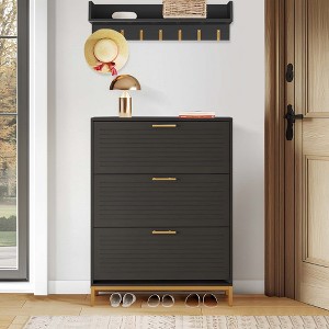 UbMelt Modern 31.5 Inch Shoe Cabinet with 3 Flip Drawers and Wall Mounted Coat Rack for Entryway,Hallway,Closet - 1 of 4