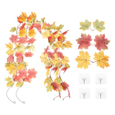 Unique Bargains Autumn Artificial Decorative Fall Maple Leaf Garland 5.9 Ft 2 Pcs