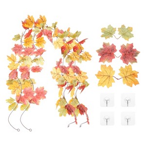 Unique Bargains Autumn Artificial Decorative Fall Maple Leaf Garland 5.9 Ft 2 Pcs - 1 of 4