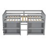 Sapphtopaz Twin Size Low Loft Bed with 2-Tier Shelves,Kids Loft Bed Frame with High Guardrail & Ladder,Space-Saving Beds with LED for Boys&Girls - 3 of 4