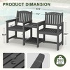 Hyleory HDPE Double Outdoor Chair with 2-Tier Side Table, Weather Resistant Patio Loveseat with Built-In Table - 4 of 4